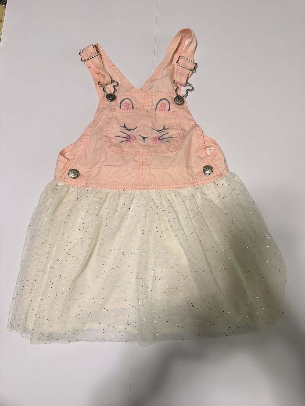 OshKosh B'gosh Pink Bunny Tulle Sparkle Overall Dress